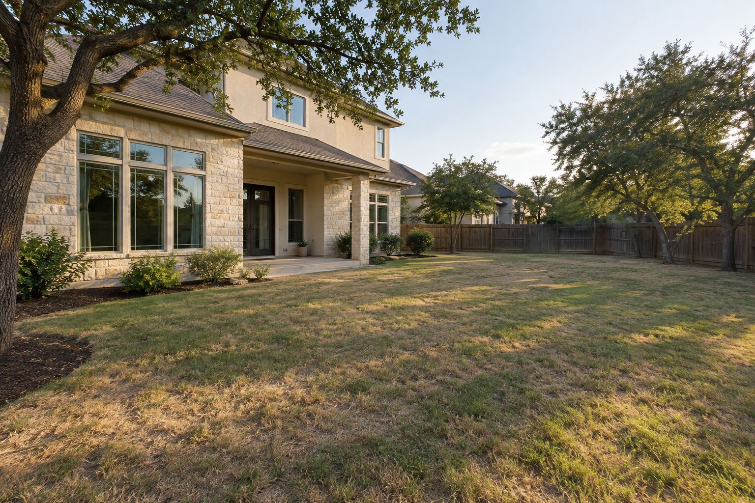 Central Texas backyard before landscape improvements
